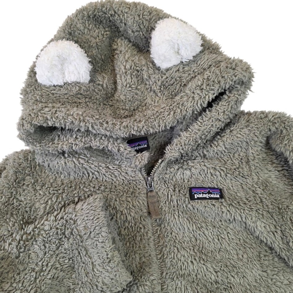Patagonia Kids 5T Fleece Hoodie Sage Green Furry Friends Bear Ears 61155